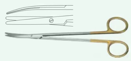 Ножицi операцiйнi, тупокiнцевi, зiгнутi, тонкi, ТВС (ручки жовтого кольору), Нельсона, 2З0 мм Surgimax 04-290-23Т